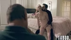 Play He massages the tits of a beautiful mature woman an old whore while with one hand on his dick